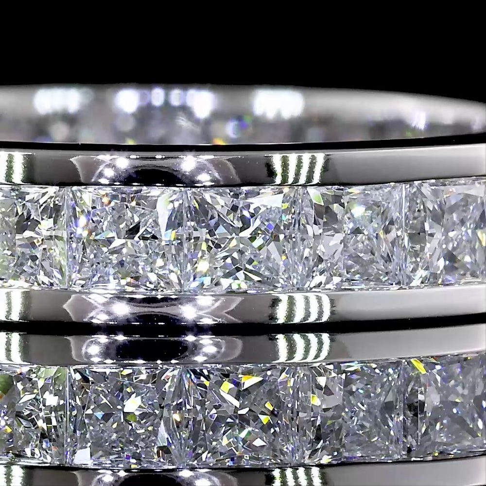 14K White Gold Eternity Band with Channel Set Princess Cut Lab Diamonds - 2.52 Carat Total Diamond Weight - Covaloro Fine Jewelry