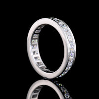 14K White Gold Eternity Band with Channel Set Princess Cut Lab Diamonds - 2.52 Carat Total Diamond Weight - Covaloro Fine Jewelry
