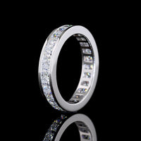 14K White Gold Eternity Band with Channel Set Princess Cut Lab Diamonds - 2.52 Carat Total Diamond Weight - Covaloro Fine Jewelry
