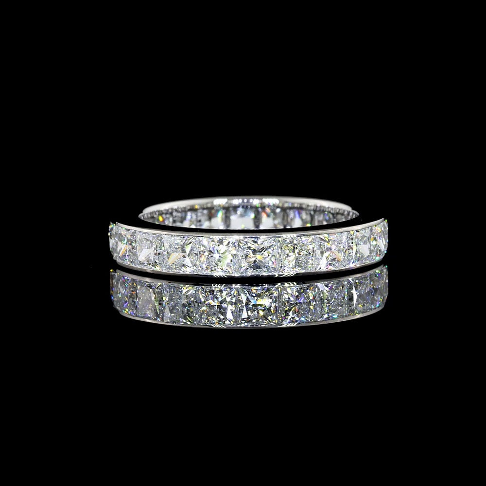14K White Gold Eternity Band with Channel Set Princess Cut Lab Diamonds - 2.96 Carat Total Diamond Weight (22 Stones, E-F Color, VS1 Clarity) - Covaloro Fine Jewelry