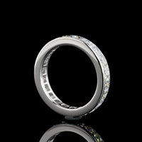 14K White Gold Eternity Band with Channel Set Princess Cut Lab Diamonds - 2.96 Carat Total Diamond Weight (22 Stones, E-F Color, VS1 Clarity) - Covaloro Fine Jewelry