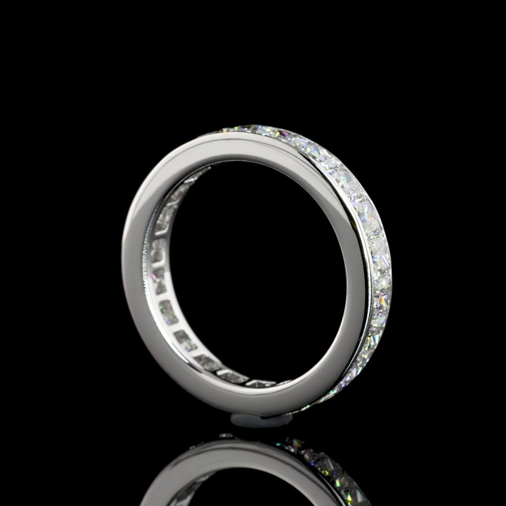 14K White Gold Eternity Band with Channel Set Princess Cut Lab Diamonds - 2.96 Carat Total Diamond Weight (22 Stones, E-F Color, VS1 Clarity) - Covaloro Fine Jewelry
