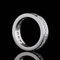 14K White Gold Eternity Band with Channel Set Princess Cut Lab Diamonds - 4.82 Carat Total Weight, E-F Color, VS Clarity - Covaloro Fine Jewelry
