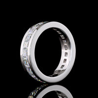 14K White Gold Eternity Band with Channel Set Princess Cut Lab Diamonds - 4.82 Carat Total Weight, E-F Color, VS Clarity - Covaloro Fine Jewelry