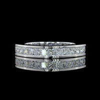 14K White Gold Eternity Band with Channel Set Princess Cut Lab Diamonds - 5.27 Carat Total Diamond Weight - Covaloro Fine Jewelry