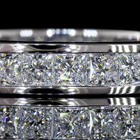 14K White Gold Eternity Band with Channel Set Princess Cut Lab Diamonds - 5.27 Carat Total Diamond Weight - Covaloro Fine Jewelry