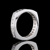 14K White Gold Eternity Band with Channel Set Princess Cut Lab Diamonds - 5.27 Carat Total Diamond Weight - Covaloro Fine Jewelry