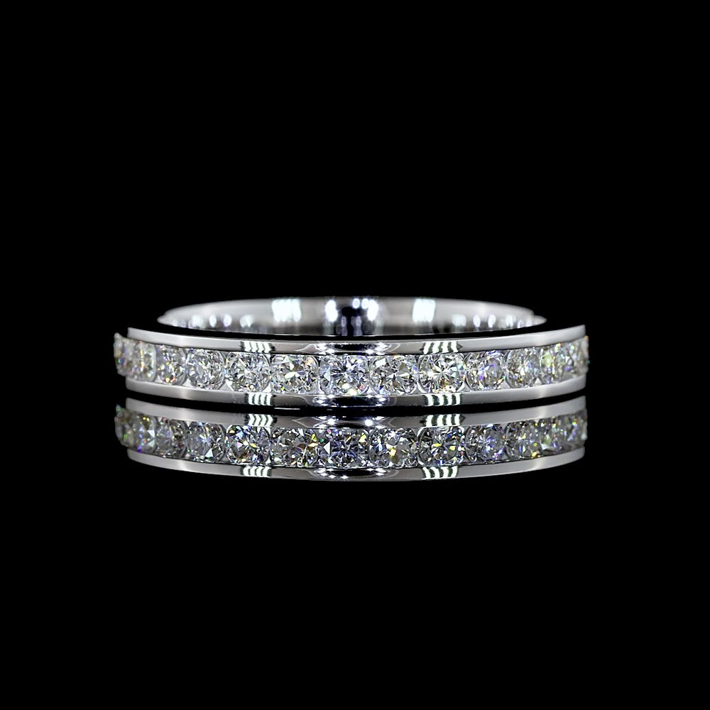 14K White Gold Eternity Band with Channel Set Round Brilliant Lab Diamonds - 0.98 Carat Total Diamond Weight - Covaloro Fine Jewelry