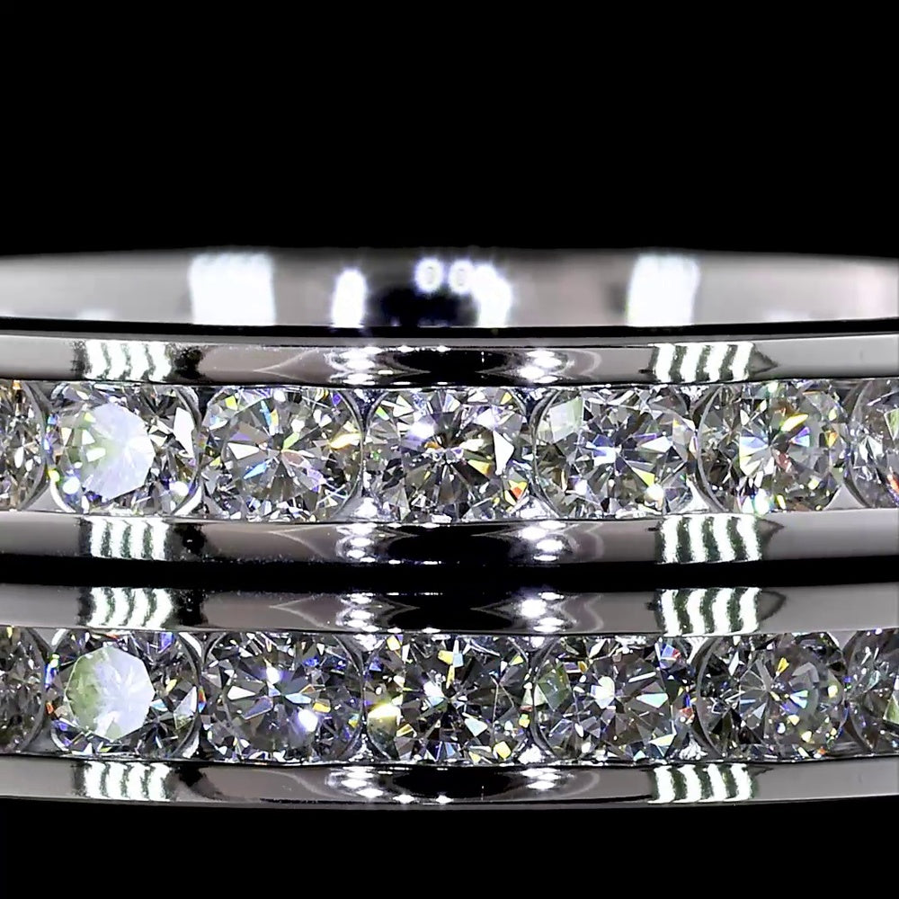 14K White Gold Eternity Band with Channel Set Round Brilliant Lab Diamonds - 0.98 Carat Total Diamond Weight - Covaloro Fine Jewelry
