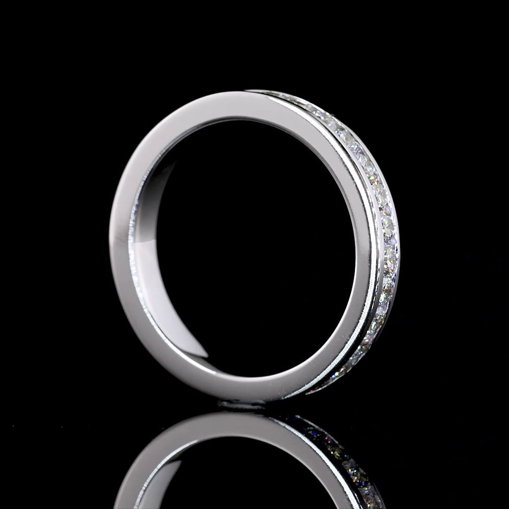 14K White Gold Eternity Band with Channel Set Round Brilliant Lab Diamonds - 0.98 Carat Total Diamond Weight - Covaloro Fine Jewelry