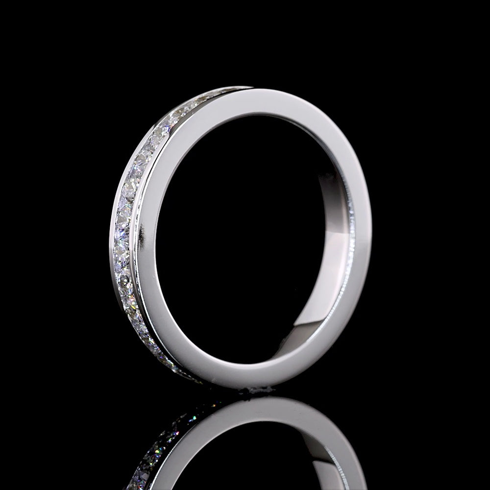 14K White Gold Eternity Band with Channel Set Round Brilliant Lab Diamonds - 0.98 Carat Total Diamond Weight - Covaloro Fine Jewelry