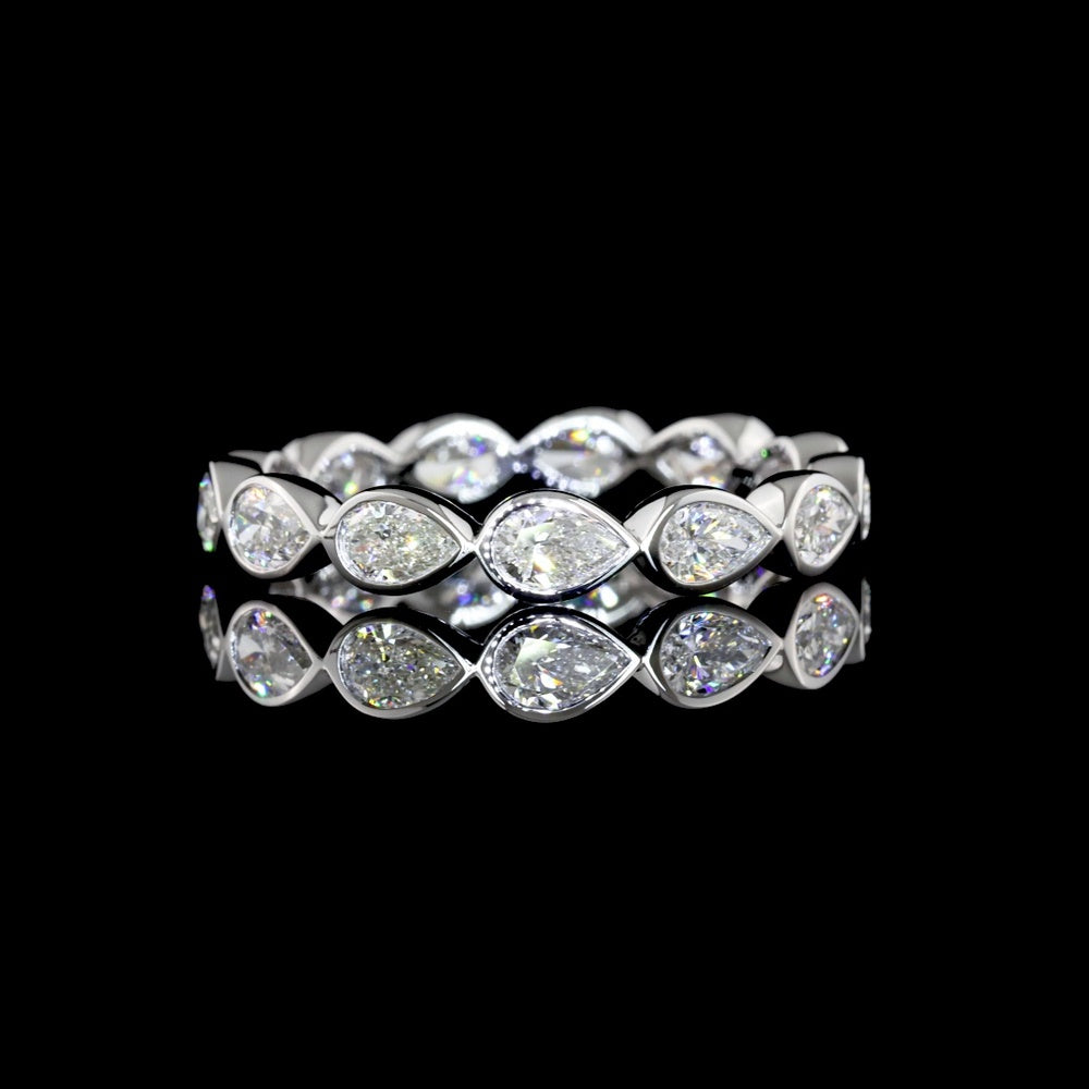 14K White Gold Eternity Band with East-West Bezel Set Pear Shape Lab Diamonds - 2.38 Carats Total Diamond Weight - Covaloro Fine Jewelry