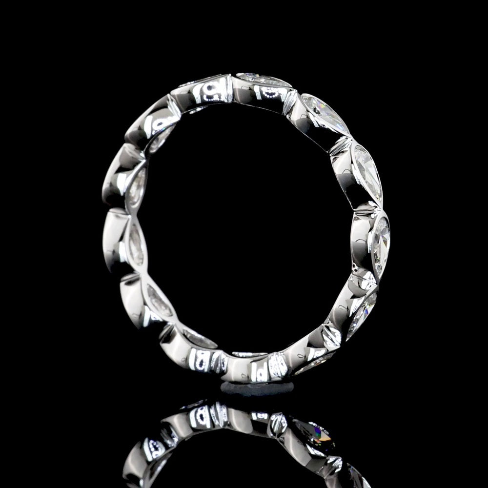 14K White Gold Eternity Band with East-West Bezel Set Pear Shape Lab Diamonds - 2.38 Carats Total Diamond Weight - Covaloro Fine Jewelry