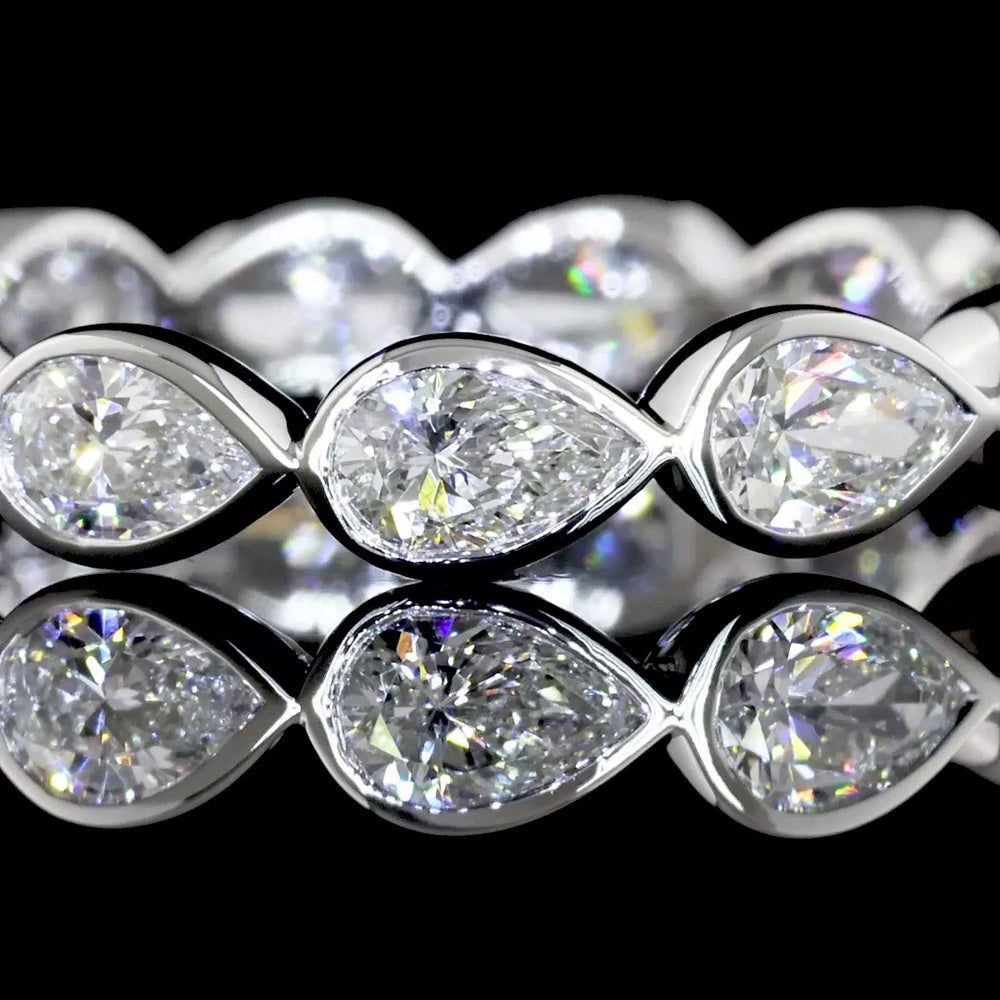14K White Gold Eternity Band with East-West Bezel Set Pear Shape Lab Diamonds - 2.38 Carats Total Diamond Weight - Covaloro Fine Jewelry