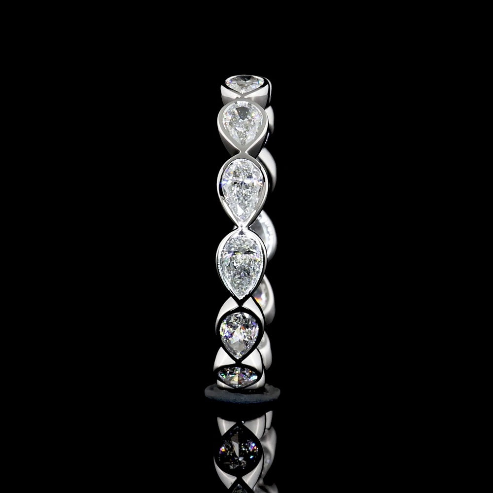 14K White Gold Eternity Band with East-West Bezel Set Pear Shape Lab Diamonds - 2.38 Carats Total Diamond Weight - Covaloro Fine Jewelry