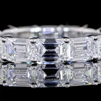 14K White Gold Eternity Band with East-West Emerald Cut Lab Diamonds - 4.23 Carats Total Diamond Weight - Covaloro Fine Jewelry