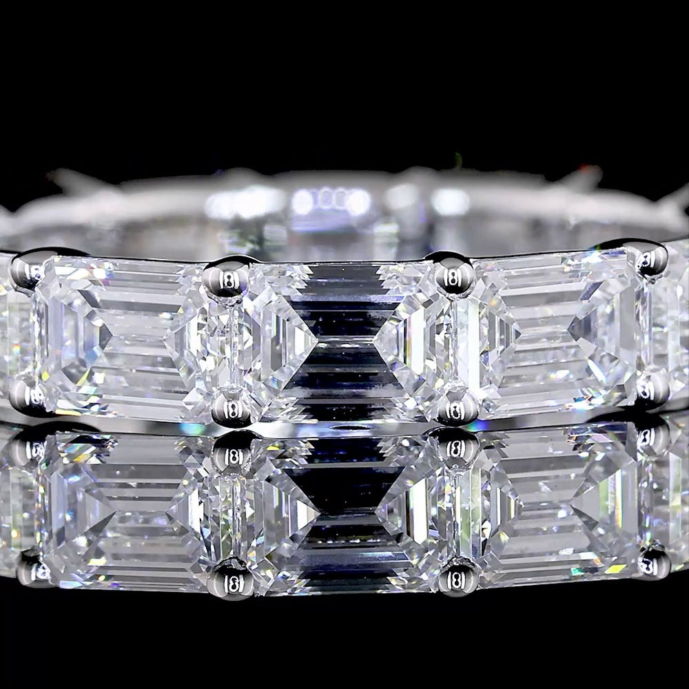 14K White Gold Eternity Band with East-West Emerald Cut Lab Diamonds - 4.23 Carats Total Diamond Weight - Covaloro Fine Jewelry