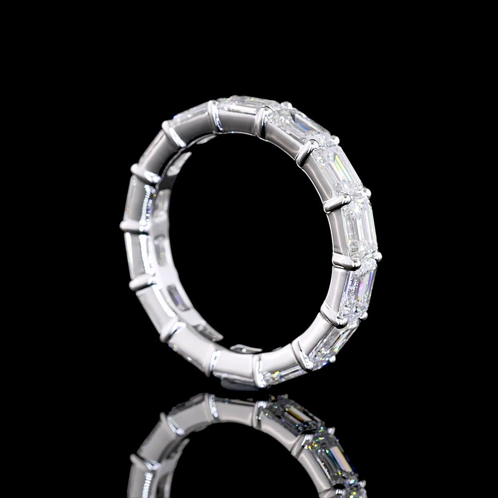 14K White Gold Eternity Band with East-West Emerald Cut Lab Diamonds - 4.23 Carats Total Diamond Weight - Covaloro Fine Jewelry