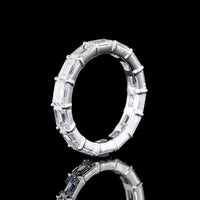 14K White Gold Eternity Band with East-West Emerald Cut Lab Diamonds - 4.23 Carats Total Diamond Weight - Covaloro Fine Jewelry
