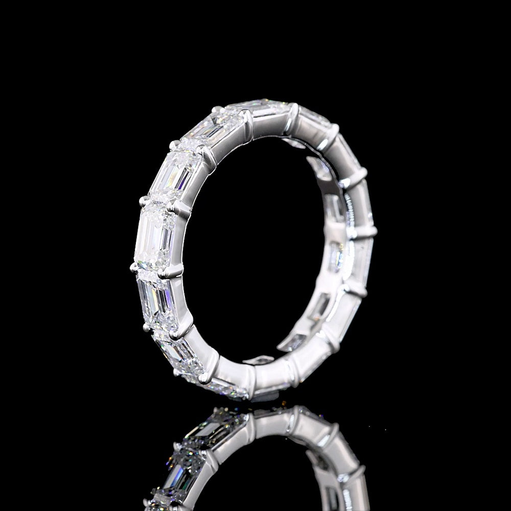 14K White Gold Eternity Band with East-West Emerald Cut Lab Diamonds - 4.23 Carats Total Diamond Weight - Covaloro Fine Jewelry