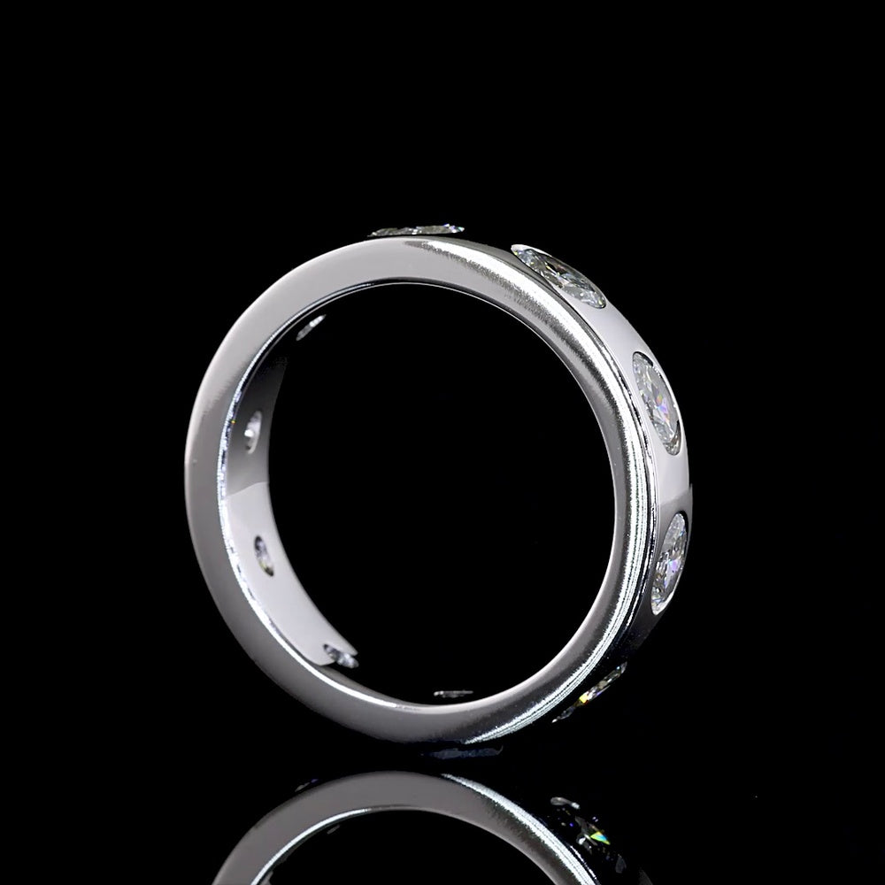 14K White Gold Eternity Band with East-West Flush Set Oval Cut Lab Diamonds - 1.59 Carat Total Diamond Weight (10 Stones, E-F VS1) - Covaloro Fine Jewelry