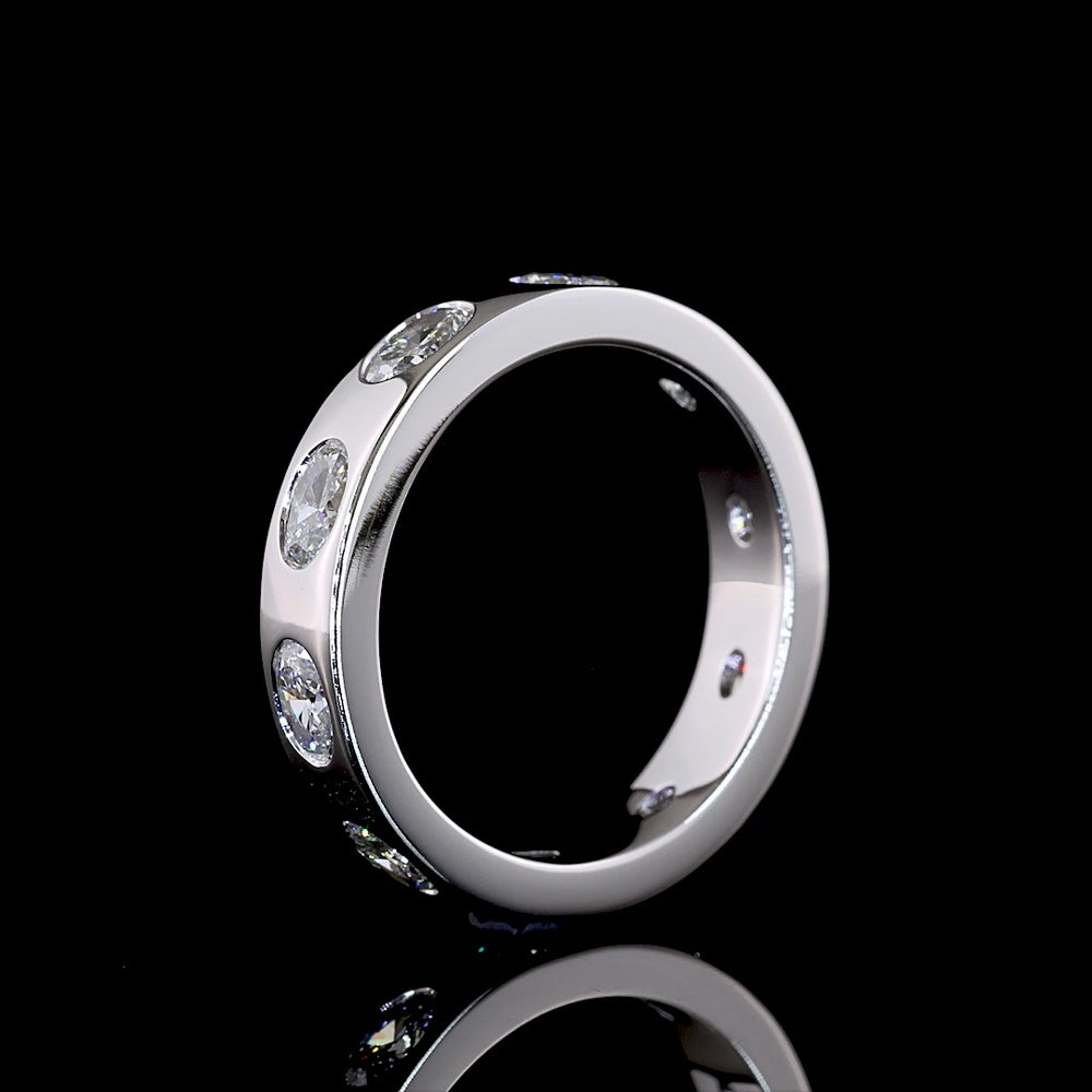 14K White Gold Eternity Band with East-West Flush Set Oval Cut Lab Diamonds - 1.59 Carat Total Diamond Weight (10 Stones, E-F VS1) - Covaloro Fine Jewelry