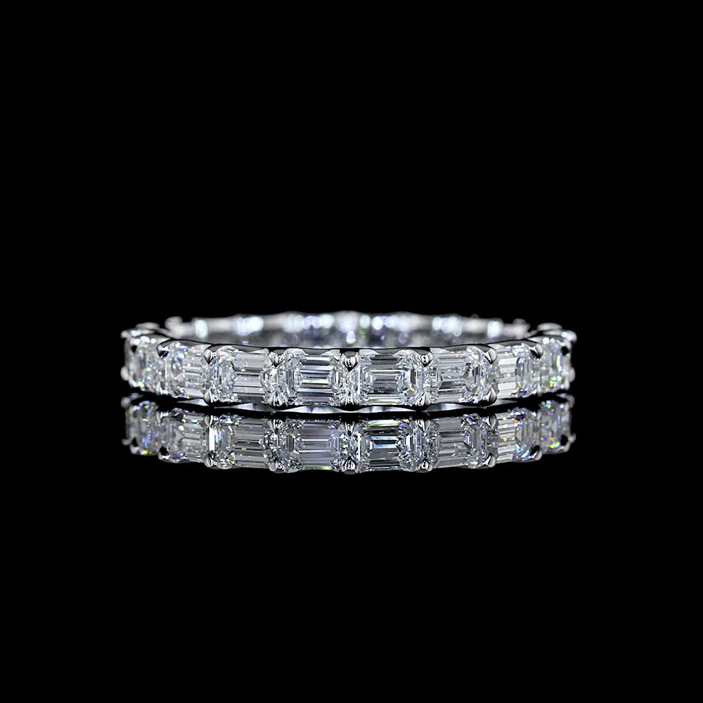 14K White Gold Eternity Band with East-West Set Emerald Cut Lab Diamonds - 1.84 Carat Total Weight (20 Stones) - Covaloro Fine Jewelry