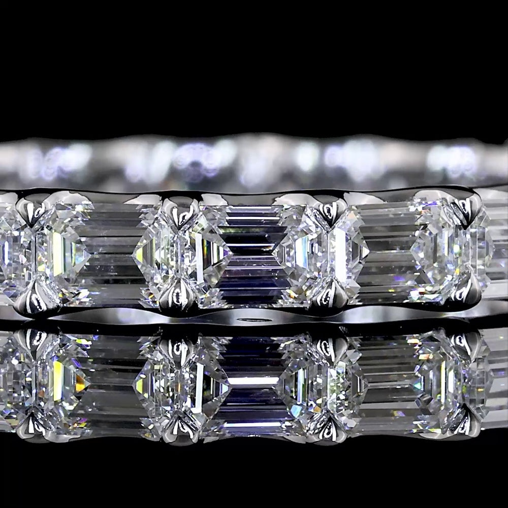 14K White Gold Eternity Band with East-West Set Emerald Cut Lab Diamonds - 1.84 Carat Total Weight (20 Stones) - Covaloro Fine Jewelry
