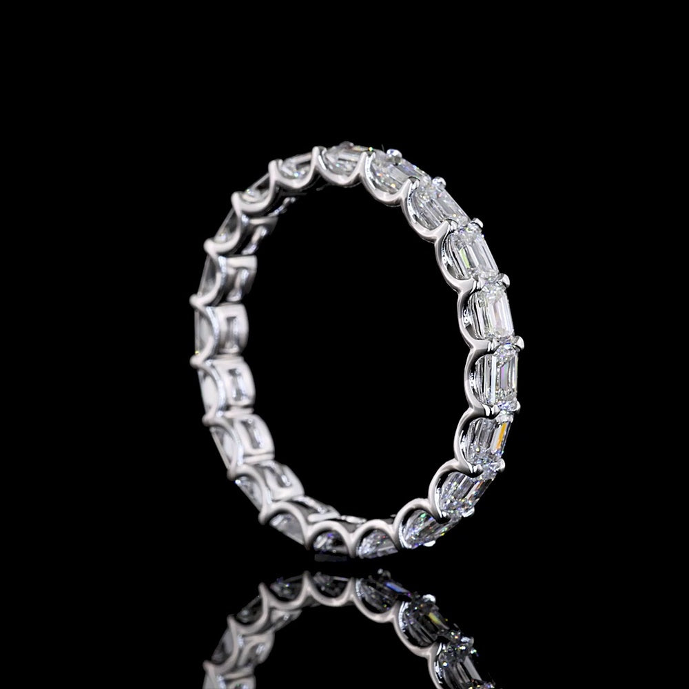 14K White Gold Eternity Band with East-West Set Emerald Cut Lab Diamonds - 1.84 Carat Total Weight (20 Stones) - Covaloro Fine Jewelry
