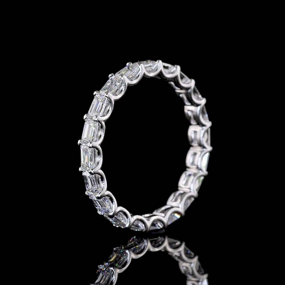 14K White Gold Eternity Band with East-West Set Emerald Cut Lab Diamonds - 1.84 Carat Total Weight (20 Stones) - Covaloro Fine Jewelry