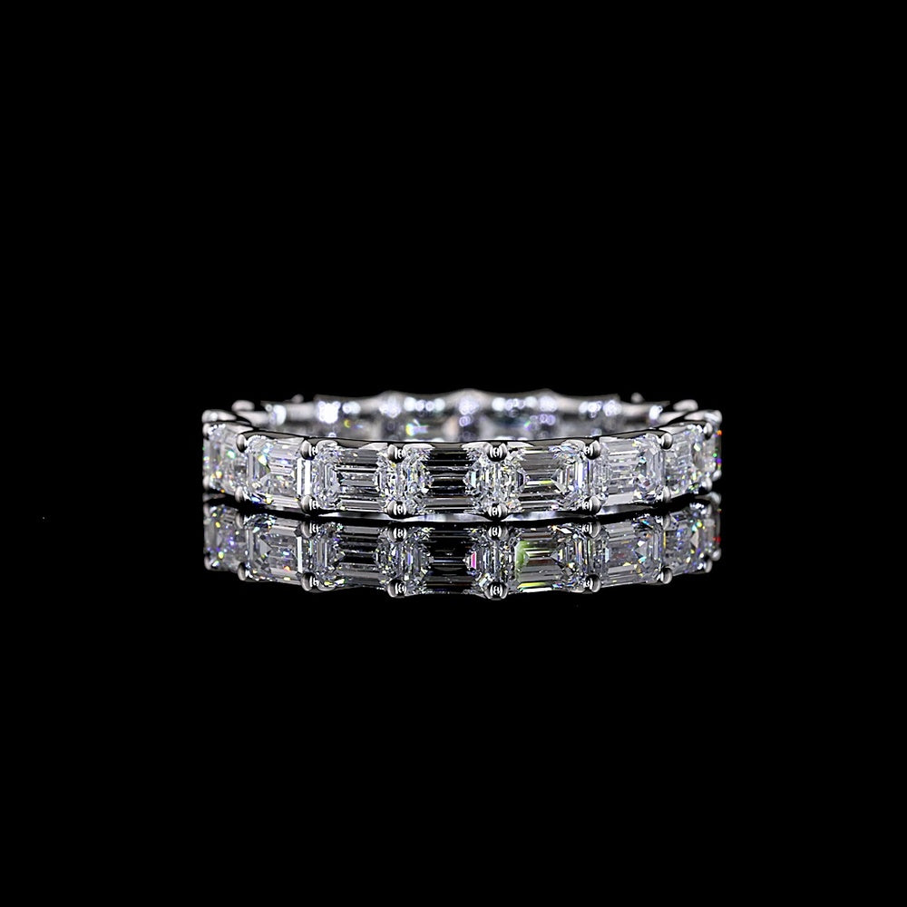 14K White Gold Eternity Band with East-West U-Prong Set Emerald Cut Lab Diamonds - 2.07 Carat Total Weight, E-F VS1 - Covaloro Fine Jewelry