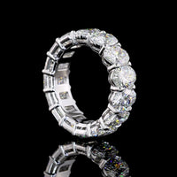 14K White Gold Eternity Band with Emerald Cut and Oval Cut Lab Diamonds - 9.99 Carat Total Diamond Weight - Covaloro Fine Jewelry