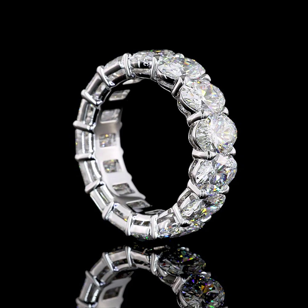 14K White Gold Eternity Band with Emerald Cut and Oval Cut Lab Diamonds - 9.99 Carat Total Diamond Weight - Covaloro Fine Jewelry