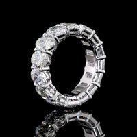 14K White Gold Eternity Band with Emerald Cut and Oval Cut Lab Diamonds - 9.99 Carat Total Diamond Weight - Covaloro Fine Jewelry