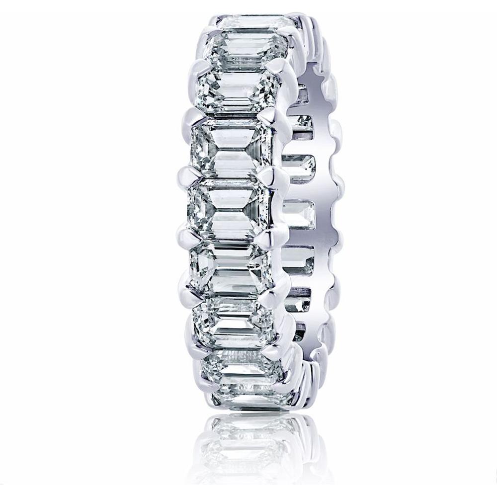 14K White Gold Eternity Band with Emerald Cut Diamonds - 7.00 Carat Total Diamond Weight
