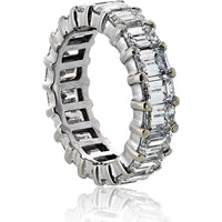 14K White Gold Eternity Band with Emerald Cut Diamonds - 7.00 Carat Total Diamond Weight