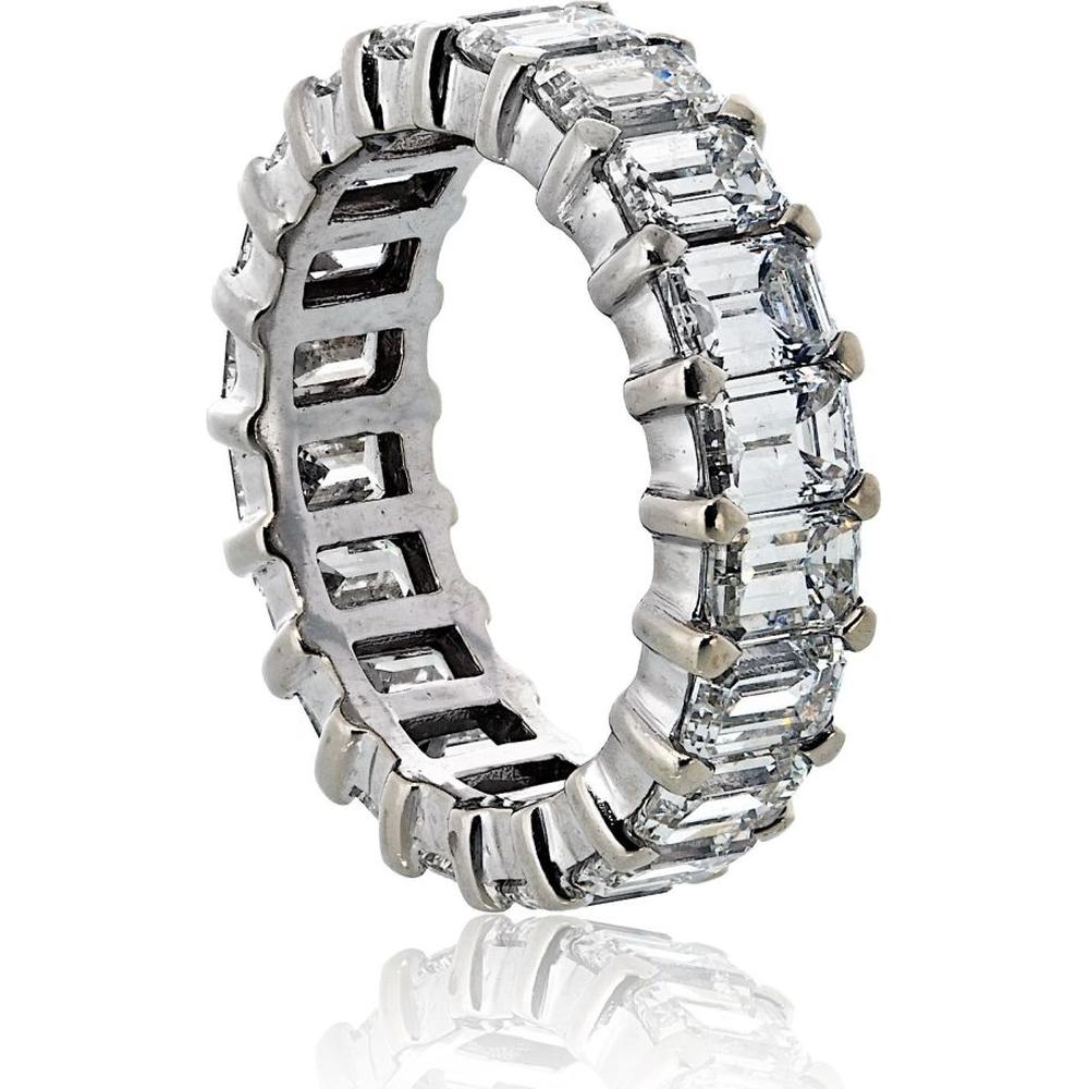14K White Gold Eternity Band with Emerald Cut Diamonds - 7.00 Carat Total Diamond Weight