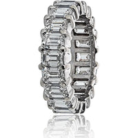 14K White Gold Eternity Band with Emerald Cut Diamonds - 7.00 Carat Total Diamond Weight