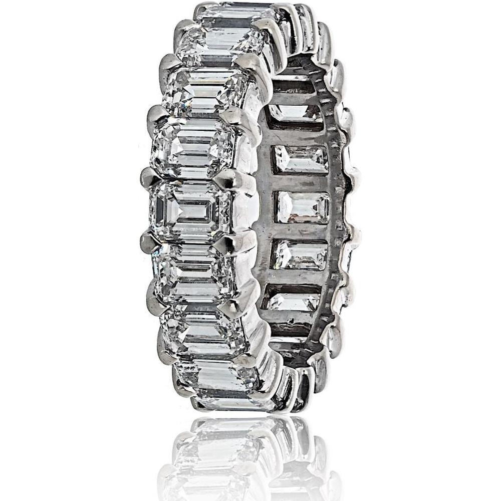 14K White Gold Eternity Band with Emerald Cut Diamonds - 7.00 Carat Total Diamond Weight