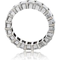 14K White Gold Eternity Band with Emerald Cut Diamonds - 7.00 Carat Total Diamond Weight
