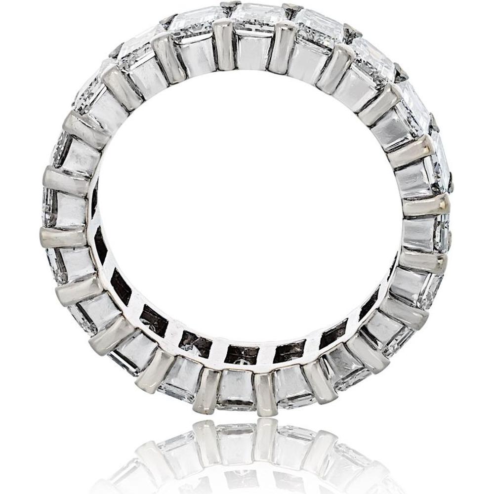 14K White Gold Eternity Band with Emerald Cut Diamonds - 7.00 Carat Total Diamond Weight