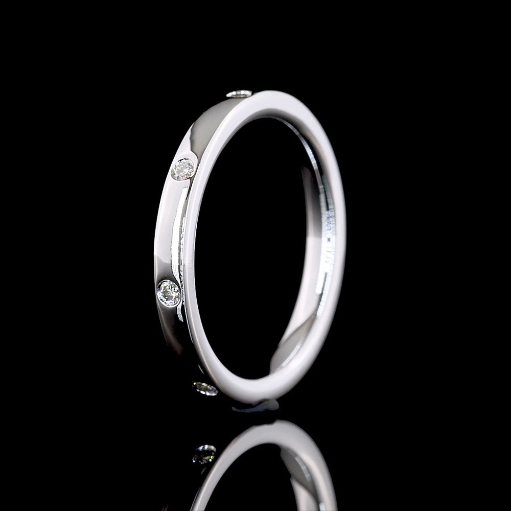 14K White Gold Eternity Band with Flush Set Round Lab Diamonds - 0.13 Carat Total Weight - Covaloro Fine Jewelry