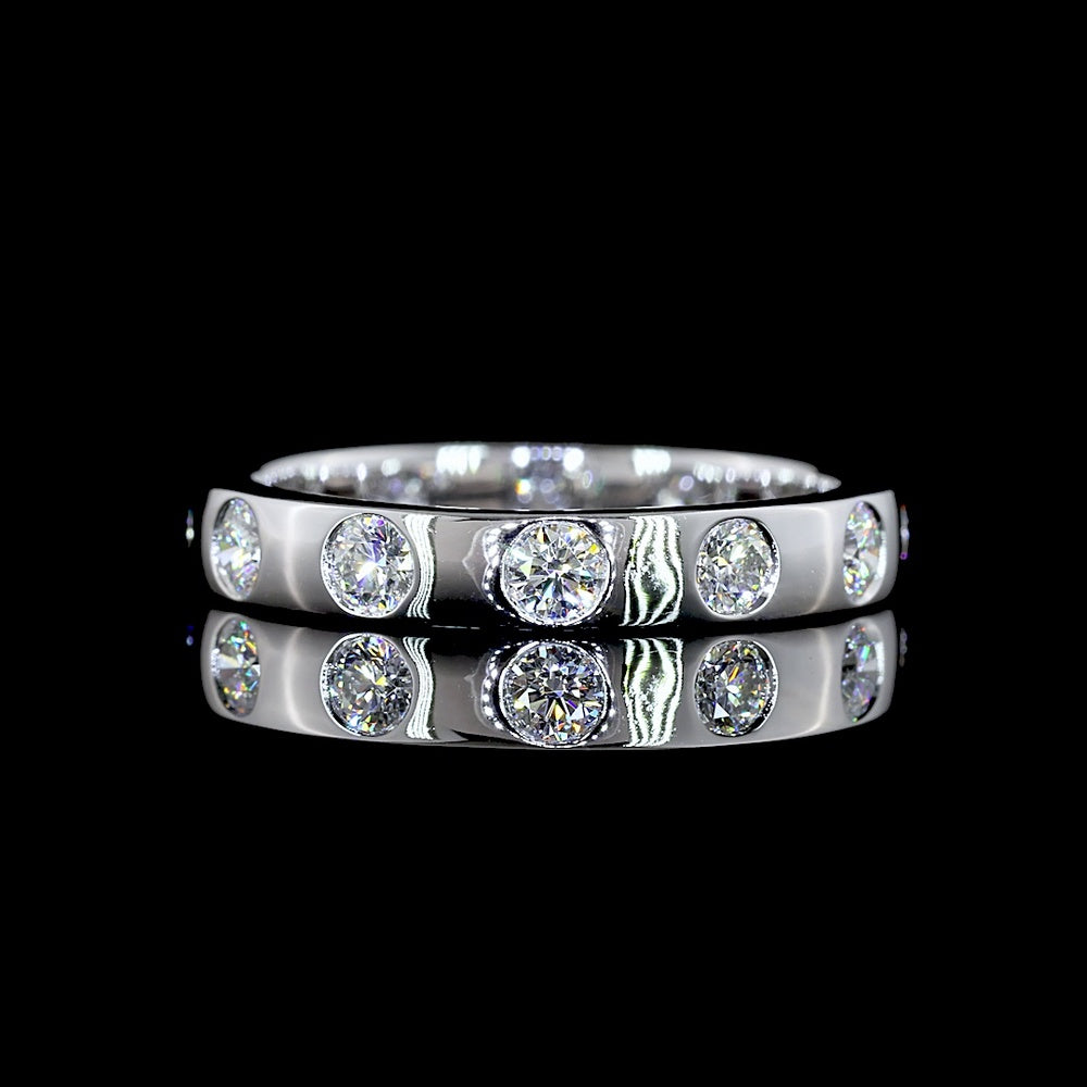 14K White Gold Eternity Band with Flush Set Round Lab Diamonds - 0.77 Carat Total Weight (12 Stones, E-F Color, VS Clarity) - Covaloro Fine Jewelry