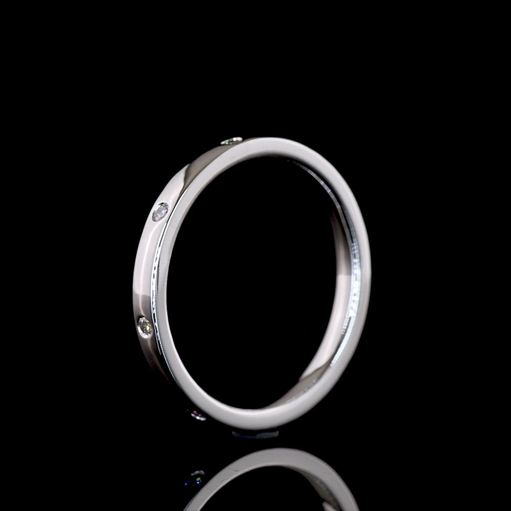 14K White Gold Eternity Band with Flush Set Round Lab-Grown Diamonds - 0.15 Carat Total Weight (E-F Color, VS Clarity, 8 Stones) - Covaloro Fine Jewelry