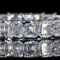 14K White Gold Eternity Band with Half-Bezel Set Asscher Cut Lab Diamonds - 2.00 Carat Total Diamond Weight - Covaloro Fine Jewelry