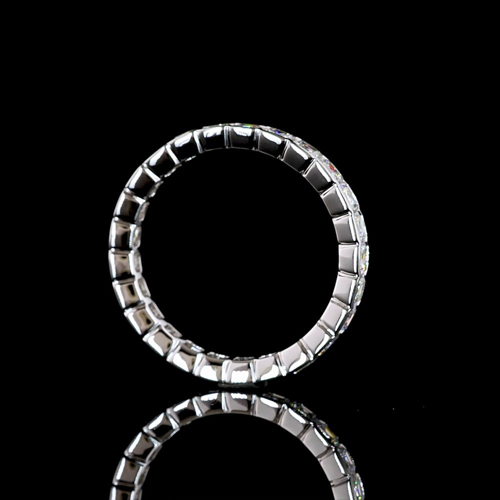 14K White Gold Eternity Band with Half-Bezel Set Asscher Cut Lab Diamonds - 2.00 Carat Total Diamond Weight - Covaloro Fine Jewelry