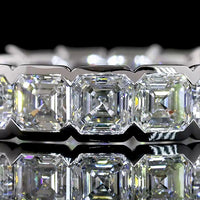 14K White Gold Eternity Band with Half-Bezel Set Asscher Cut Lab Diamonds - 4.31 Carat Total Weight (19 Stones, E-F Color, VS1 Clarity) - Covaloro Fine Jewelry