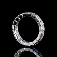 14K White Gold Eternity Band with Half-Bezel Set Asscher Cut Lab Diamonds - 4.31 Carat Total Weight (19 Stones, E-F Color, VS1 Clarity) - Covaloro Fine Jewelry