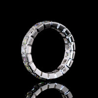 14K White Gold Eternity Band with Half-Bezel Set Asscher Cut Lab Diamonds - 4.31 Carat Total Weight (19 Stones, E-F Color, VS1 Clarity) - Covaloro Fine Jewelry