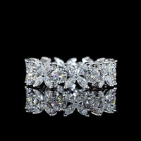 14K White Gold Eternity Band with Inclined Prong Set Marquise and Round Brilliant Lab Diamonds - 2.35 Carats Total Diamond Weight - Covaloro Fine Jewelry